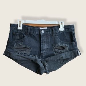 One Teaspoon distressed bandits denim shorts